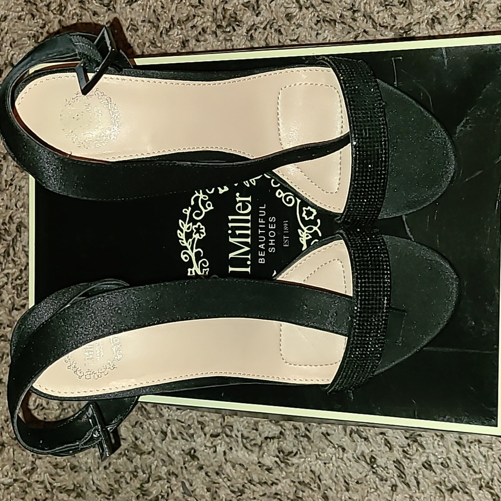 I. Miller Black Block Heel Open Toe Pumps sized 7.5
